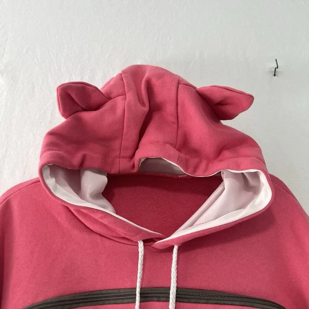 ALYC Pet Carrier Hoodie Cat Pouch Holder Sweatshirt Small Pink Pocket Pullover